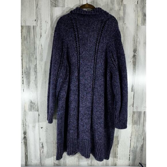 Soft By Avenue Womens Cardigan Sweater Sz 18 20 Marled Purple Open Front Chucky - Picture 2 of 9